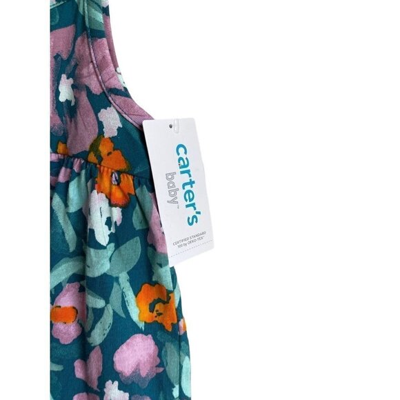 New! Carter's Baby's 12M Green Purple Floral One piece Skirt Playsuit Onesie - Picture 5 of 5